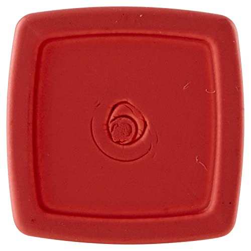 Maybelline Superstay Matte Ink lipstick shown as a red square-bottomed tube with a raised circular center detail