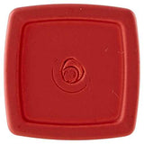 Maybelline Superstay Matte Ink lipstick shown as a red square-bottomed tube with a raised circular center detail
