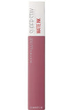 Maybelline Superstay Matte Ink liquid lipstick in a muted rose-mauve tube with a white cap and matte ink label