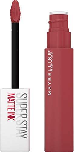 Maybelline Superstay Matte Ink liquid lipstick in muted rose nude, with a matching doe-foot applicator and black handle