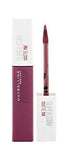 Maybelline Superstay Matte Ink liquid lipstick in a muted rose-nude shade, with a matching tube and doe-foot applicator.