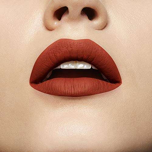 Maybelline Superstay Matte Ink liquid lipstick in a warm terracotta nude shade with a smooth matte finish on lips