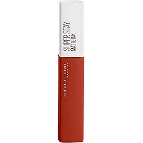 Maybelline Superstay Matte Ink liquid lipstick with a terracotta-red tube and white cap labeled Superstay Matte Ink.