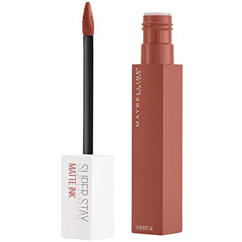 Maybelline Superstay Matte Ink liquid lipstick in warm nude brown with a doe-foot applicator and rectangular tube