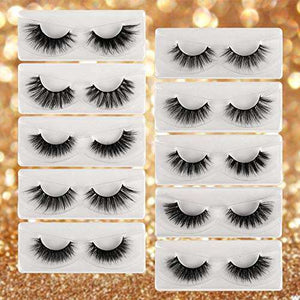 Newcally Lashes false eyelashes in varied fluffy, wispy black styles, displayed in colorful glitter-trimmed boxes