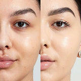 NYX Born to Glow Foundation shown on a face before and after application, with a smooth, luminous finish