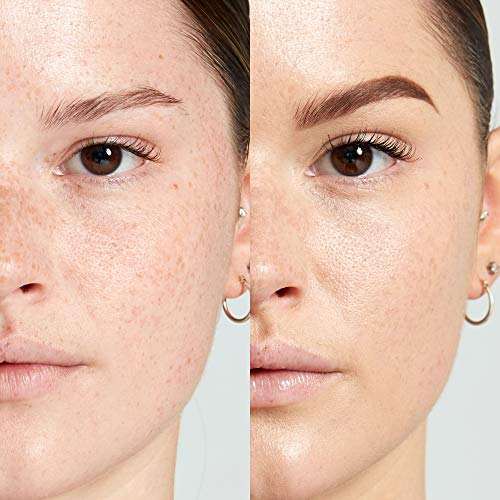 NYX Born to Glow Foundation shown on a face before and after, with natural shade and a smoother radiant finish