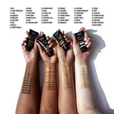 NYX Born to Glow Foundation in black squeeze tubes, shown with multiple shade swatches across different skin tones