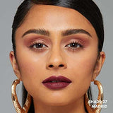 NYX Soft Matte Lip Cream in deep burgundy, shown on lips with a smooth, velvety matte finish