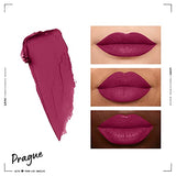 NYX Soft Matte Lip Cream in Prague, a rich berry-magenta shade shown as a creamy swatch and matte lip color