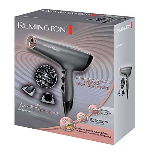 Remington Keratin Protect hot hair brush packaging with keratin and almond oil