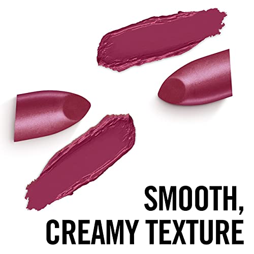 Rimmel London Lasting Finish Lipstick in deep berry heather shimmer, shown as creamy lipstick swatches with a smooth texture