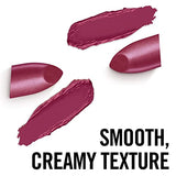 Rimmel London Lasting Finish Lipstick in deep berry heather shimmer, shown as creamy lipstick swatches with a smooth texture