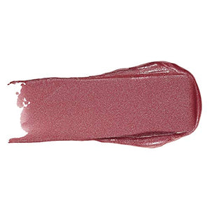 Rimmel London Lasting Finish Lipstick in a deep berry-rose shimmer, shown as two lipstick tips and creamy swatches