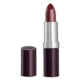 Rimmel London Lasting Finish Lipstick in mauve-plum shimmer, with a creamy bullet and deep plum casing