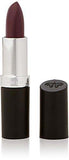 Rimmel London Lasting Finish Lipstick with a deep plum-brown bullet, silver collar and black casing, shown uncapped