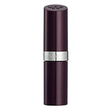 Rimmel London Lasting Finish Lipstick in a deep plum cylindrical tube with a silver branded band and shimmer shade 66.