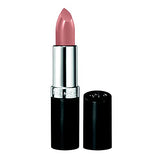 Rimmel London Lasting Finish Lipstick in a muted rose-pink shade with a creamy bullet and black, silver-trimmed tube