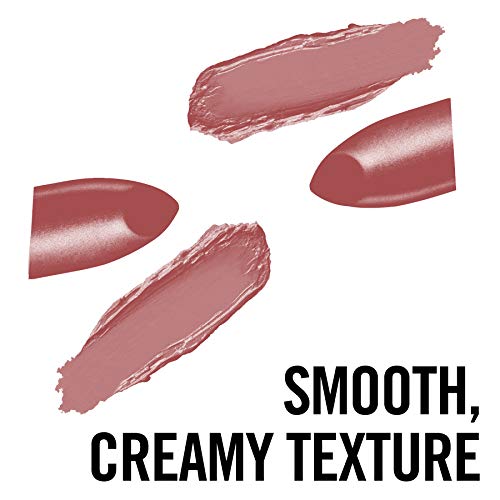 Rimmel London Lasting Finish Lipstick in muted rosy mauve, shown as creamy lipstick swatches with a smooth finish.