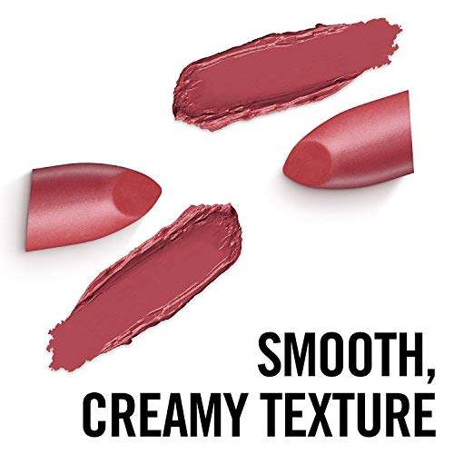 Rimmel London Lasting Finish Lipstick in rosy mauve, shown as creamy lipstick swatches with a smooth texture