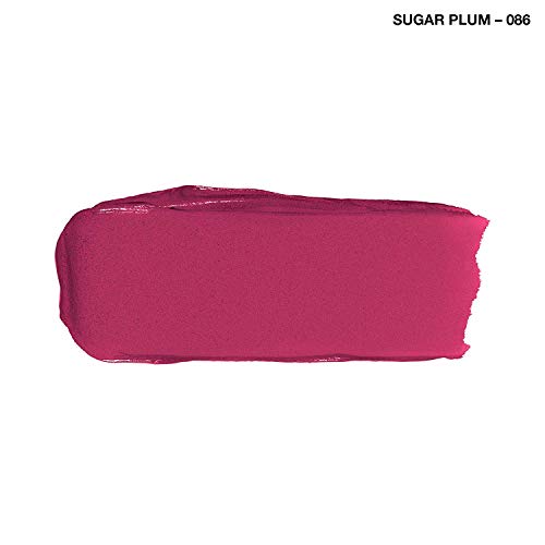 Rimmel London Lasting Finish Lipstick shown as a rich sugar plum magenta swatch with a smooth, creamy finish