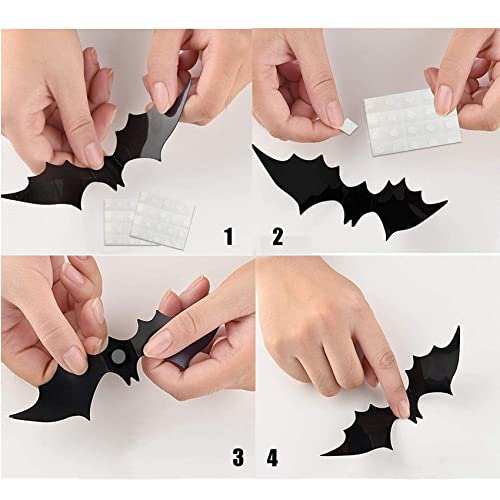 Step-by-step assembly of black bat decorations for Halloween