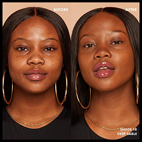 Total Control Foundation shown in before-and-after portraits, with an even-looking deep sable complexion and natural finish