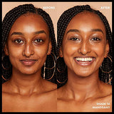 Total Control Foundation shown in before-and-after portraits, with a smooth, even complexion and shade 16 Mahogany label