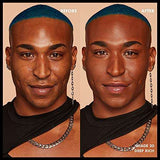 Total Control Foundation shown in a before-and-after portrait, with shade 20 Deep Rich giving a smoother, even-looking complexion