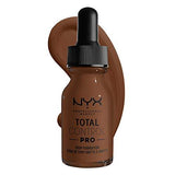 Total Control Foundation in a brown glass dropper bottle, showing a dark pipette cap and warm brown foundation swatch