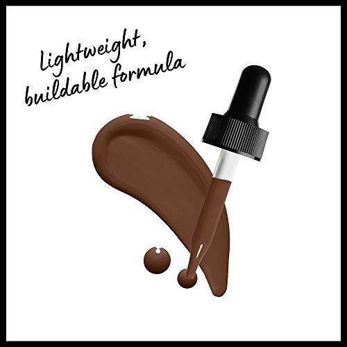 Total Control Foundation shown as a warm brown liquid swatch with a dropper applicator and lightweight, buildable formula text