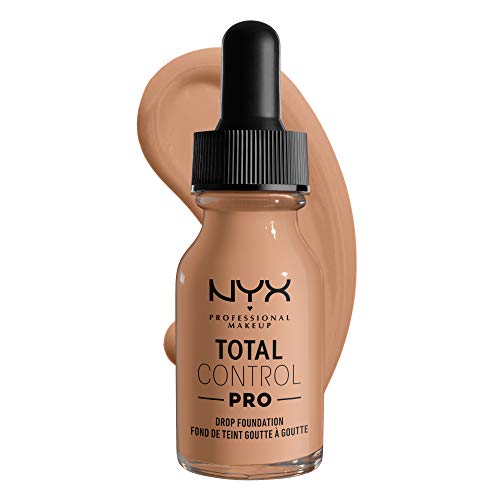 Total Control Foundation drop foundation in a warm medium beige shade, in a glass bottle with a black dropper cap