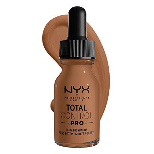 Total Control Foundation drop foundation in a warm medium-brown shade, shown in a glass bottle with a black dropper cap