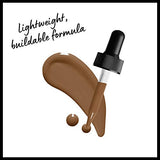 Total Control Foundation in a warm medium-brown shade, shown as a smooth swatch with dropper applicator and lightweight buildable formula text