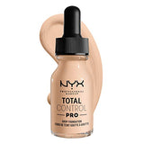 Total Control Foundation in a warm beige liquid with a glass dropper bottle and black cap, labeled NYX Total Control Pro